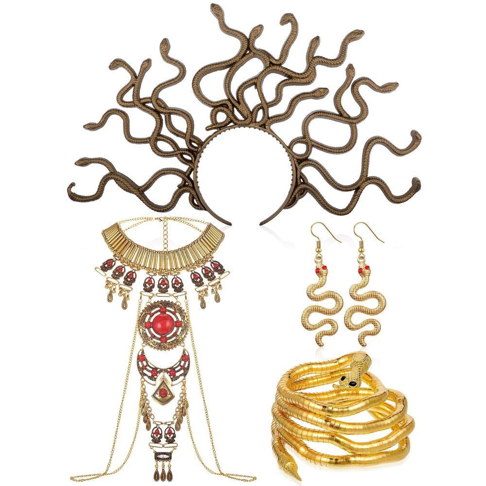 6233 4 Pcs Halloween Medusa Costume Accessoriess For Women,